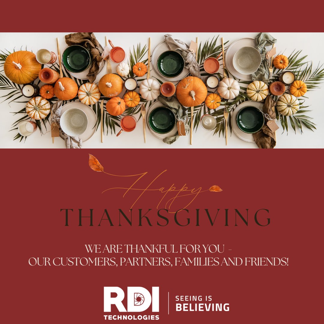 rditechnologies's tweet image. From our family to yours, Happy Thanksgiving!
Our office will be closed Thursday, November 28-Friday, November 29.

#RDITechnologies #MotionAmplification #Fastec #Highspeed