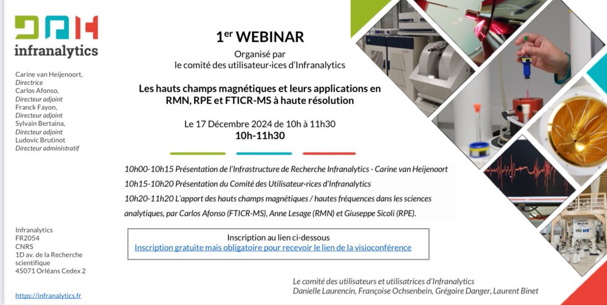infranalytics (@infranalytics) on Twitter photo Webinaire du comité des utilisateur.ices <a href="/infranalytics/">infranalytics</a>, 17 Décembre 2024
Thème : "Les hauts champs magnétiques et leurs applications en RMN, RPE et FTICR-MS à haute résolution".
Inscription : docs.google.com/forms/d/e/1FAI… Webinaire du comité des utilisateur.ices <a href="/infranalytics/">infranalytics</a>, 17 Décembre 2024
Thème : "Les hauts champs magnétiques et leurs applications en RMN, RPE et FTICR-MS à haute résolution".
Inscription : docs.google.com/forms/d/e/1FAI…