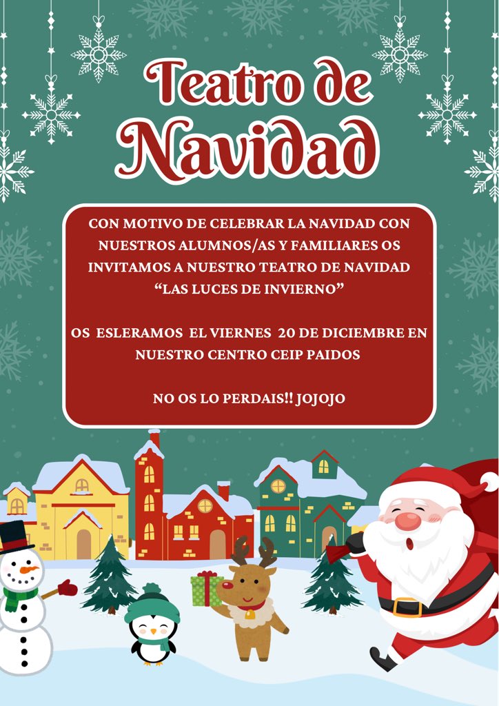ceippaidos's tweet photo. ¡Este diciembre, la magia de la Navidad llega a nuestro colegio! 🎭✨ No te pierdas el Teatro de Navidad, con actuaciones llenas de ilusión y espíritu navideño. 
¡Te esperamos para celebrar juntos! 🎄❤️
#educauja https://t.co/W1lFrObaUK