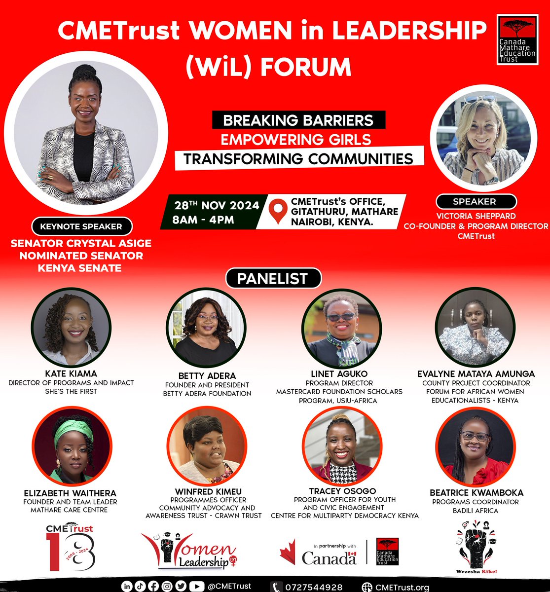 Canada-Mathare Education Trust (@cmetrust) on Twitter photo Excitement is building for <a href="/CMETrust/">Canada-Mathare Education Trust</a> Women in Leadership Forum. We aim to inspire female scholars to break barriers, pursue leadership, & challenge inequalities in Mathare & beyond. Together, we’ll explore how girls can shape the future, lead & thrive.
#WiLForum♀️
#WezeshaKike Excitement is building for <a href="/CMETrust/">Canada-Mathare Education Trust</a> Women in Leadership Forum. We aim to inspire female scholars to break barriers, pursue leadership, & challenge inequalities in Mathare & beyond. Together, we’ll explore how girls can shape the future, lead & thrive.
#WiLForum♀️
#WezeshaKike
