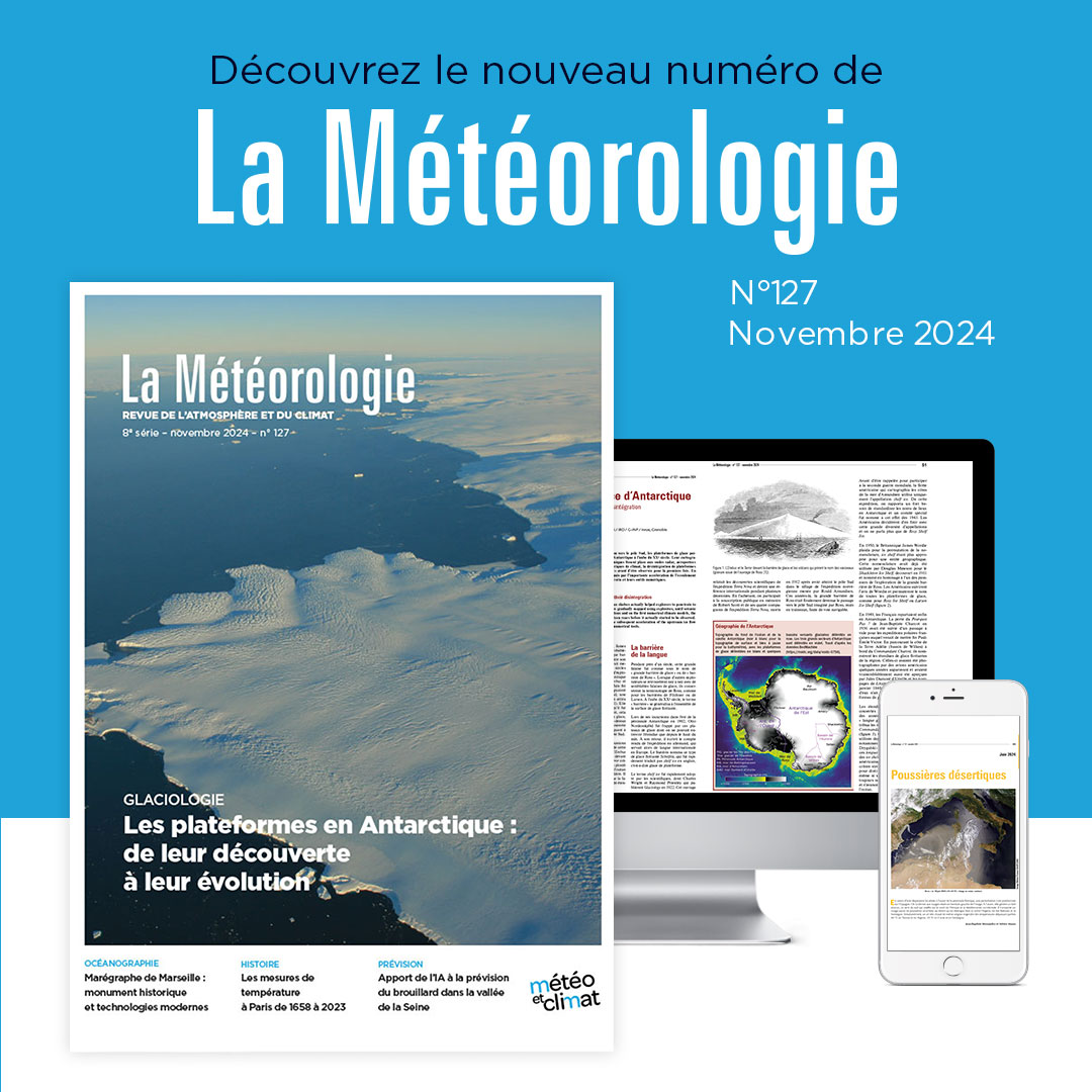 Meteo et Climat (@meteoclimat) on Twitter photo 🌍🔵 Le N°127 de la #LaMeteorologie est maintenant en ligne sur notre portail dédié : lameteorologie.fr/issues/2024/127
🔎 Cette revue est publiée chaque trimestre par <a href="/MeteoClimat/">Meteo et Climat</a> avec le soutien de <a href="/meteofrance/">Météo-France</a> <a href="/CNRS/">CNRS 🌍</a> <a href="/CNES/">CNES</a> <a href="/ademe/">ADEME</a>
Bonne lecture !
#Météo #Climat #Atmosphère #Sciences 🌍🔵 Le N°127 de la #LaMeteorologie est maintenant en ligne sur notre portail dédié : lameteorologie.fr/issues/2024/127
🔎 Cette revue est publiée chaque trimestre par <a href="/MeteoClimat/">Meteo et Climat</a> avec le soutien de <a href="/meteofrance/">Météo-France</a> <a href="/CNRS/">CNRS 🌍</a> <a href="/CNES/">CNES</a> <a href="/ademe/">ADEME</a>
Bonne lecture !
#Météo #Climat #Atmosphère #Sciences