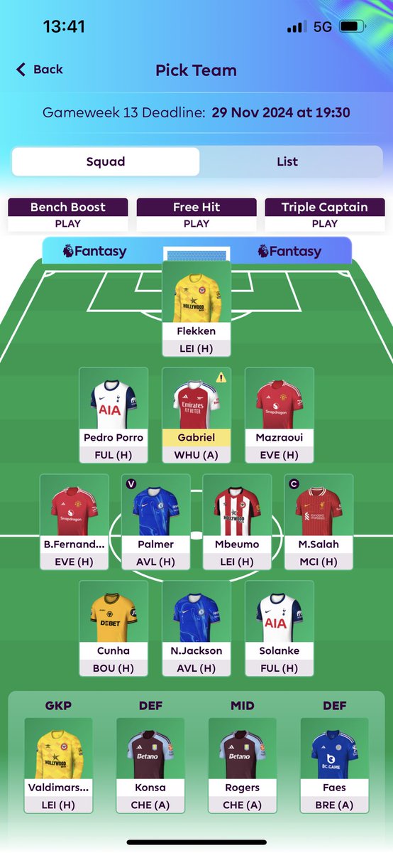 alexhimo's tweet photo. @Gronne_piler Må man bare få på plass Saka, Palmer og Salah da? Ofre Mbuemo og Bruno eller nedgradere på topp. 

Eller kan Saka vente?

Og kaptein, første runde på lenge uten klar kandidat eller er Salah bankers? https://t.co/jOgiEyoBhX