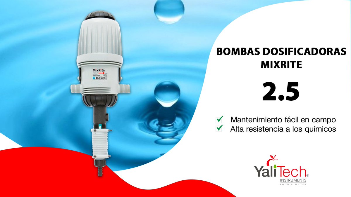 YaliTec's tweet image. 💧 Dosificación precisa con la Bomba MixRite 2.5.
✅ Sin electricidad, fácil de instalar y mantener.
🚚 ¡Entrega inmediata en YaliTech!

¡Llámanos y realiza tus consultas!
☎️ Teléfono +56228988221
📧 Mail ventas@yalitech.cl
#YaliTechChile #CuidemosElAgua #SistemasDeControl #agua