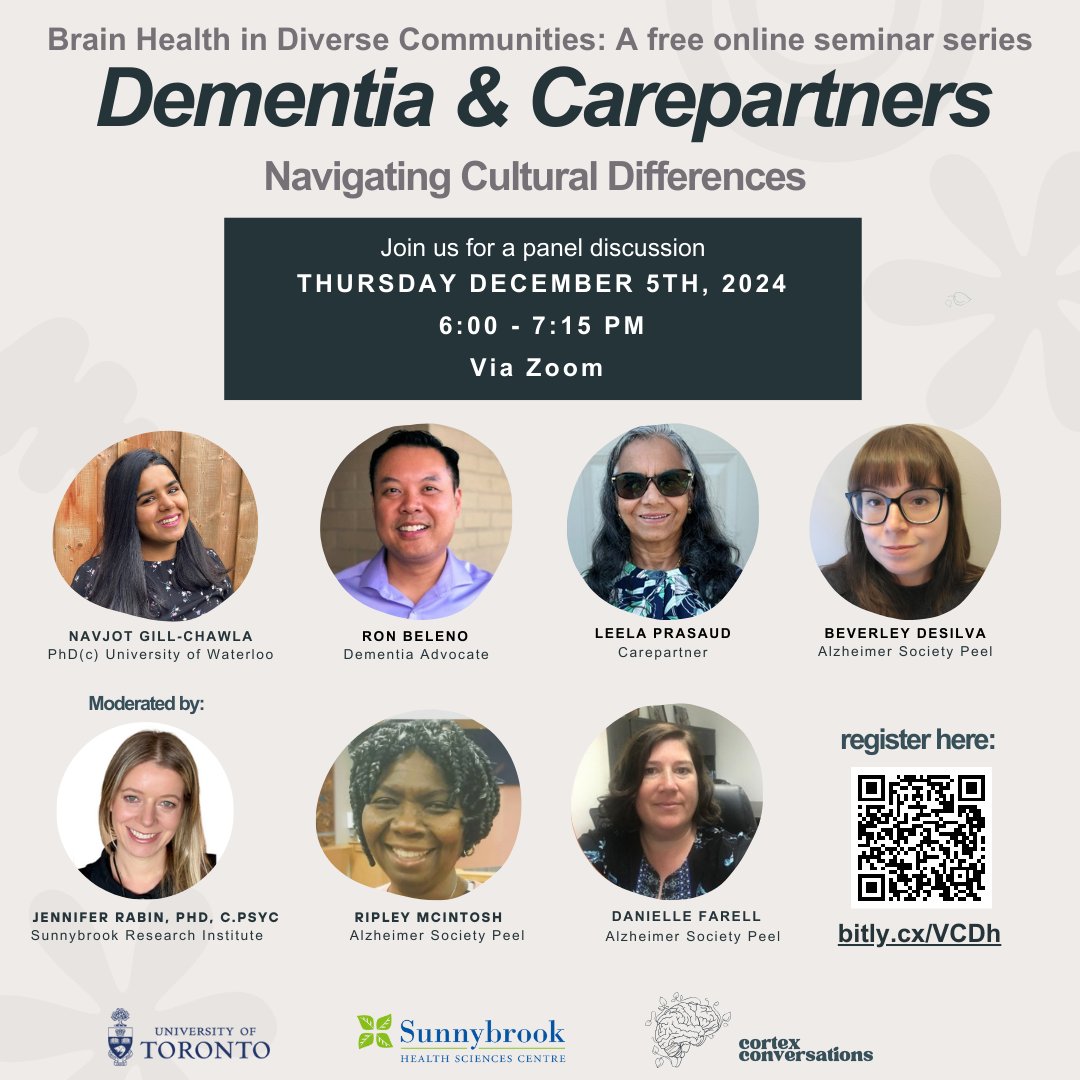 **Join Us for a Free Online Seminar: Dementia &amp; Care Partners—Navigating Cultural Differences **

🗓 Date: Thursday December 5, 2024
🕒 Time: 6:00 - 7:15pm
📍 Where: Online (link provided after registration)

 REGISTER HERE: zoom.us/webinar/regist…