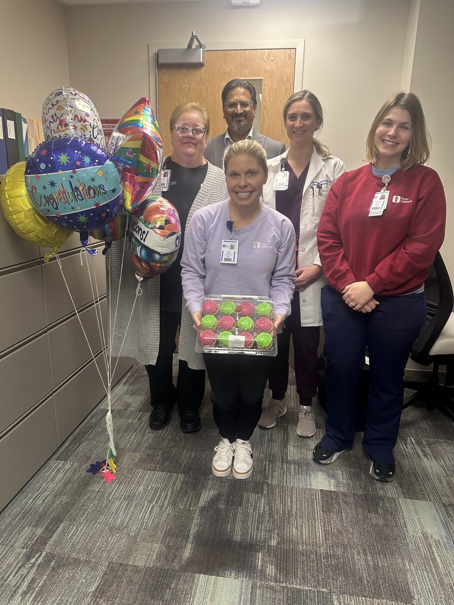 A few of the study team for the Dupixent (dupilumab) study at Akron Children’s Hospital got together to celebrate enrolling the first patient. This study is the first for testing Dupixent for use to relieve itching in burn patients that have received skin grafts for their burns.