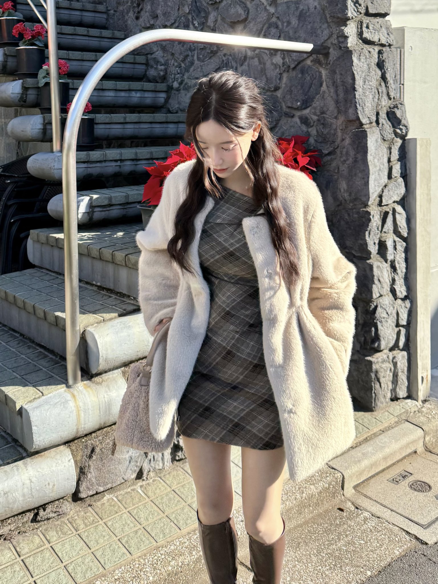 yilon waistmark eco fur coat