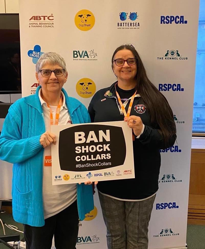 ABTC Trustees Jane Williams and Nikki McLeod have visited Parliament today for an Electric Shock Collar MP Drop-In Event. 

ABTC are supportive of raising the continued need for a ban on the sale, distribution, and use of electric shock collars across the UK