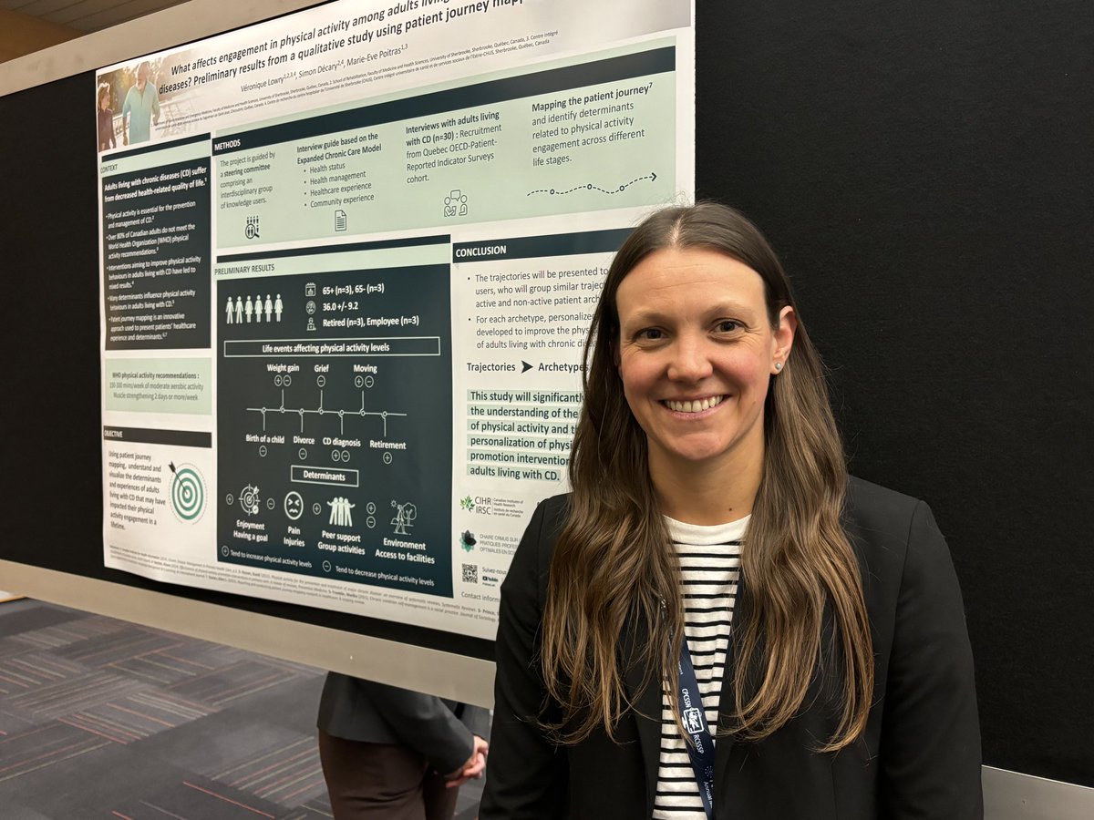👩🏻‍⚕️🏃🏻‍♀️‍➡️➡️ It was great presenting preliminary results from my postdoc project at the NAPCRG conference in Quebec City: 
What affects engagement in physical activity among adults living with chronic diseases? A qualitative study using patient journey mapping