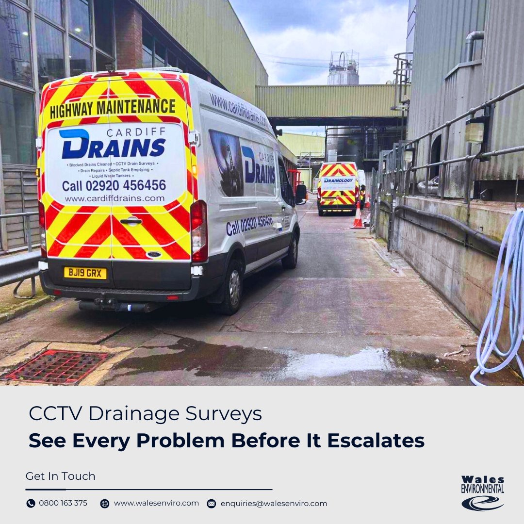 Our CCTV drainage surveying unit inspects even the hardest-to-reach pipes, from residential drains to large industrial systems. Spot blockages or leaks early to avoid bigger problems.

Book your CCTV survey today!
📞 0800 163 375
📧 enquiries@walesenviro.com
#CCTVSurvey #Drainage