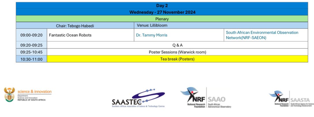 sapri_dsti's tweet photo. The NRF-SAEON and #SAPRI Ocean &amp; Polar Coordinator, Dr Tammy Morris, delivered a Plenary Talk about ocean robots during the 3-day #SAASTEC24 Conference hosted by NRF-@SAAO in Cape Town, South Africa. For Science &amp; Technology Centres @NRF_News @dstigovza @SAASTEC1 @Saeonews https://t.co/EILODVzfur