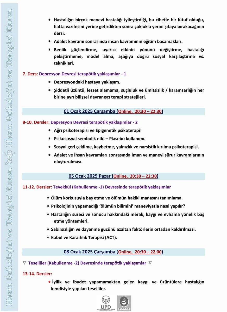 TIPDER's tweet photo. *Davet*
Hasta Psikolojisi ve Terapisi Kursu- İstanbul

29 Aralık 2024 – 12 Ocak 2025 tarihleri arasında İstanbul - Fatih’de Uluslararası Psikososyal Derneği ve Tıp Bilimleri Eğitim Derneği’nin iş birliği ile 25 saatlik Hasta Psikolojisi ve Terapisi Kursu düzenlenmiştir. https://t.co/1lfDqSmxEd