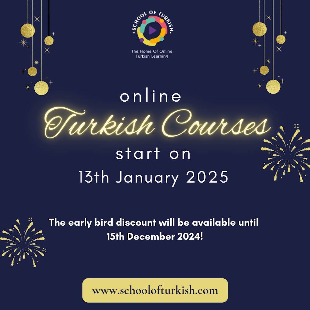 SchoolofTurkish's tweet photo. We’re excited to announce that registration is now open for our online 𝑻𝒖𝒓𝒌𝒊𝒔𝒉 𝑪𝒐𝒖𝒓𝒔𝒆𝒔 for all levels, catering to both adults and young learners! The new term begins on 13th January 2025.🥳 https://t.co/qRcTmqntYi