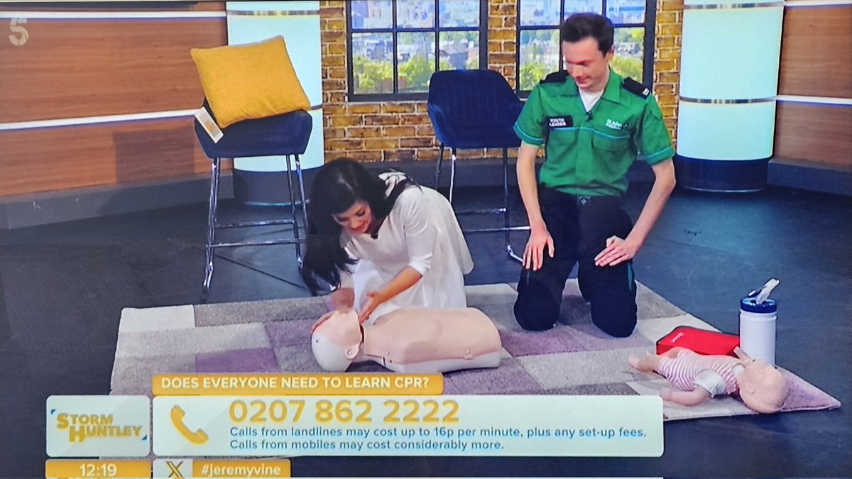 Thank you so much to <a href="/StormHuntley/">Storm Huntley</a> for having me on <a href="/JeremyVineOn5/">Jeremy, Storm & Vanessa On 5</a> last week to highlight the amazing story of St John Ambulance Cadet Dylan who successfully resuscitated his mum after he found her collapsed at home.

I also taught her how to perform CPR and use a defibrillator.