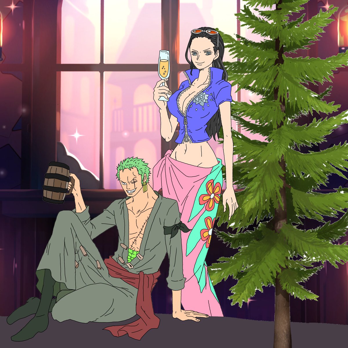 ゾロビンの日おめ🥳ー！！
1日遅れだけど、、、、

今度はちゃんとその日に間に合わせたいなっ⊂((・x・))⊃

※画像加工模写

ちょっと色塗れてないとこあるかも、、、