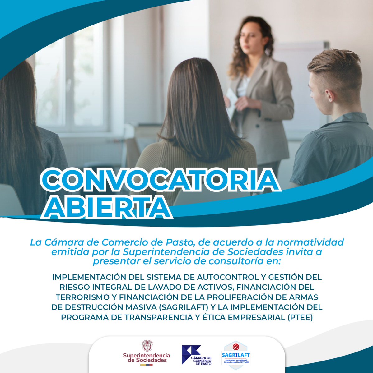 La Cámara de Comercio de Pasto abre convocatoria dirigida a personas jurídicas debidamente constituidas cuyo objeto social y actividad económica esté relacionado con el servicio de consultoría en la implementación SAGRILAFT Y PTEE.📊💡📉💰

👉🏻Ingresa link ccpasto.org.co/2024/convocato…