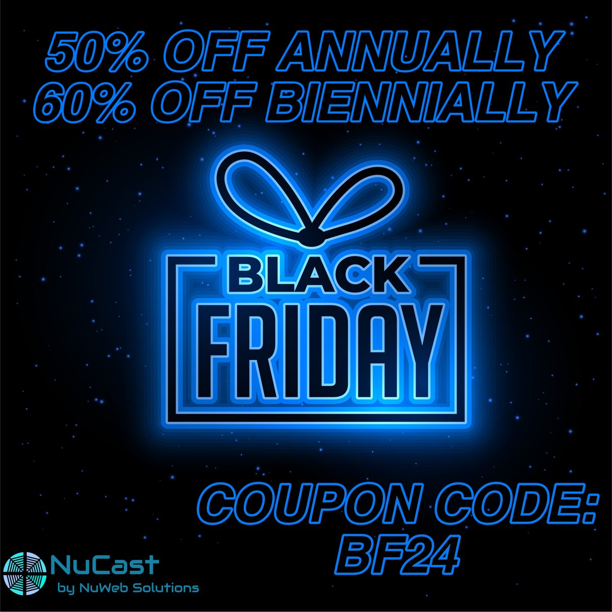 50% OFF 1 YEAR - 60% OFF 2 YEARS 

Shoutcast &amp; Icecast Radio Stream Hosting
Centova Cast Radio Stream Reseller
Alexa Radio Skills
Radio Apps 

CODE: BF24 

SEE > nucast.co.uk

#blackfriday #cybermonday #specialoffer #offer #offers #save #savemoney #BlackFridayDeals
