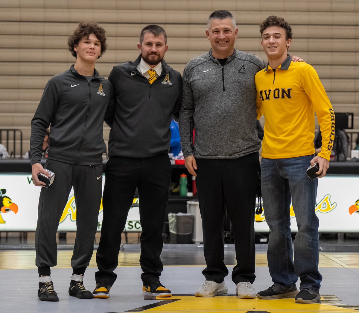 We had a great night last night in the “O”rena. ⁦<a href="/Avon_Wrestling/">Avon Wrestling</a>⁩ opened up their season with a commanding victory. We also had the opportunity to honor Nate and Luke Rioux for wrestling in the state championship match last season.