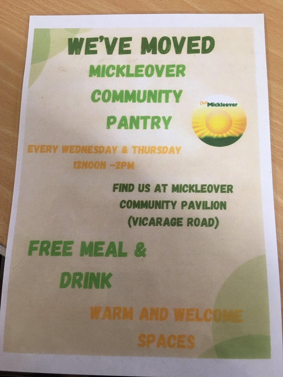 Mickleover Warm Space every Wed and Thurs 12-2.30pm .