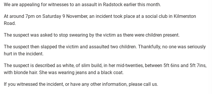 crochetjenny's tweet image. Society is well and truly broken.
#Radstock    
avonandsomerset.police.uk/news/2024/11/a…