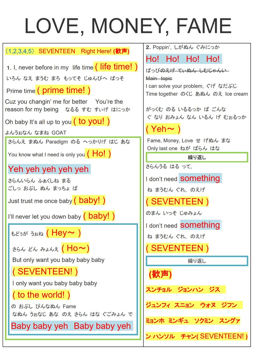 SEVENTEEN『Right Here World Tour』掛け声シート /消費期限/Love