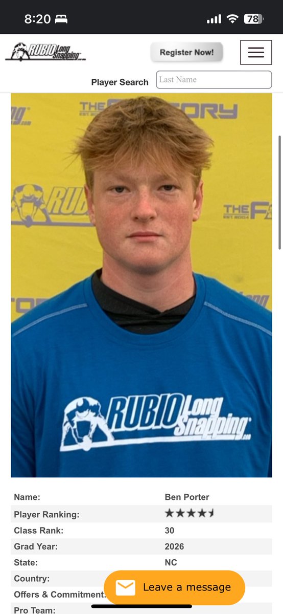 Ben Porter 4.5⭐️ (@benporter22) on Twitter photo Excited to announce after the Rubio NC camp 11/10 I’m now a 4.5 ⭐️.
<a href="/TheChrisRubio/">Rubio Long Snapping®</a> <a href="/CMontgomeryLS/">Craig Montgomery</a> <a href="/NWChargersFB/">Northwood High School Football</a> <a href="/ChargerAthletes/">Northwood Athletics</a> Excited to announce after the Rubio NC camp 11/10 I’m now a 4.5 ⭐️.
<a href="/TheChrisRubio/">Rubio Long Snapping®</a> <a href="/CMontgomeryLS/">Craig Montgomery</a> <a href="/NWChargersFB/">Northwood High School Football</a> <a href="/ChargerAthletes/">Northwood Athletics</a>