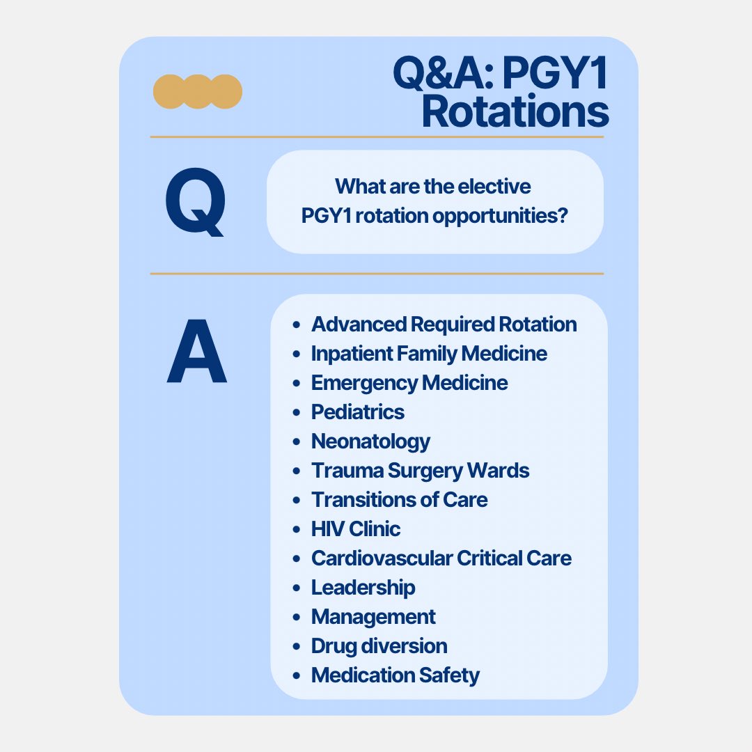 ‼️FAQs: PGY1 Rotations 

🙋🏿‍♀️🙋🏻‍♂️Have questions about Erlanger’s Pharmacy Residencies? Message us or click the link in bio to learn more!