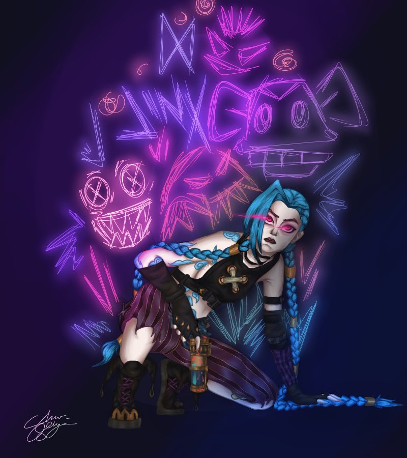 SoShiorii's tweet photo. Jinx, the crazy mf that you are  ᡣ𐭩 #Arcane #Jinx https://t.co/YNvAoDVrwV