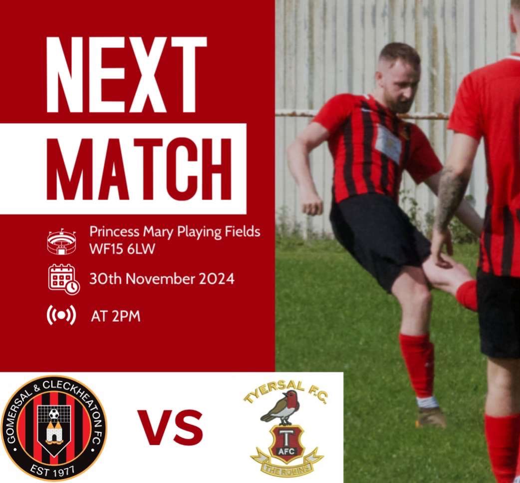 With last weeks game postponed, we travel locally to our neighbours Gomersal &amp; Cleckheaton hoping to get another 3 points on the table, against another team who has started the season well. 

All support welcome 🫡