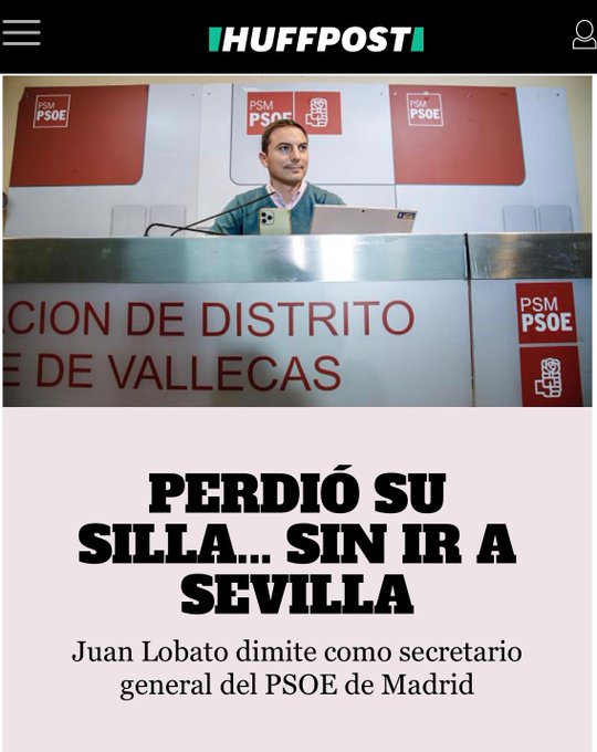 Qué fantasía de titular sobre la dimisión de Lobato el del <a href="/ElHuffPost/">El HuffPost</a>.