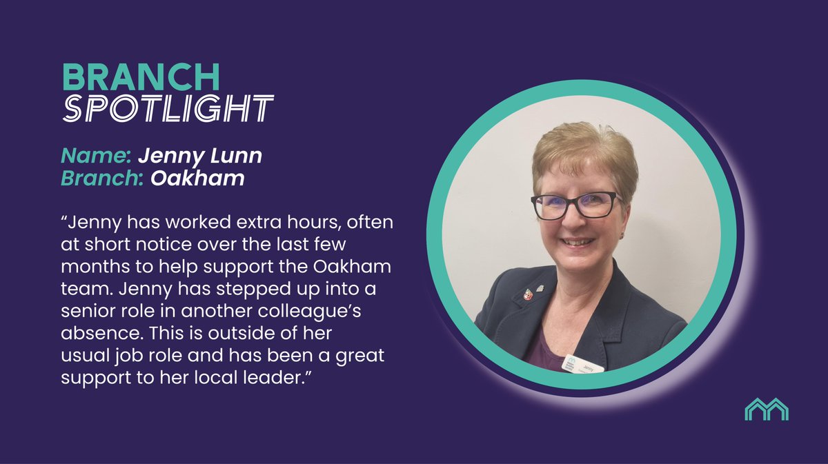 It’s time again to shine the spotlight on one of our branch colleagues for the extraordinary work they do.

October's winner is, Jenny Lunn, from our Oakham Branch. Read down below to find out how Jenny earned the branch spotlight.

#TeamMelton #Recognition