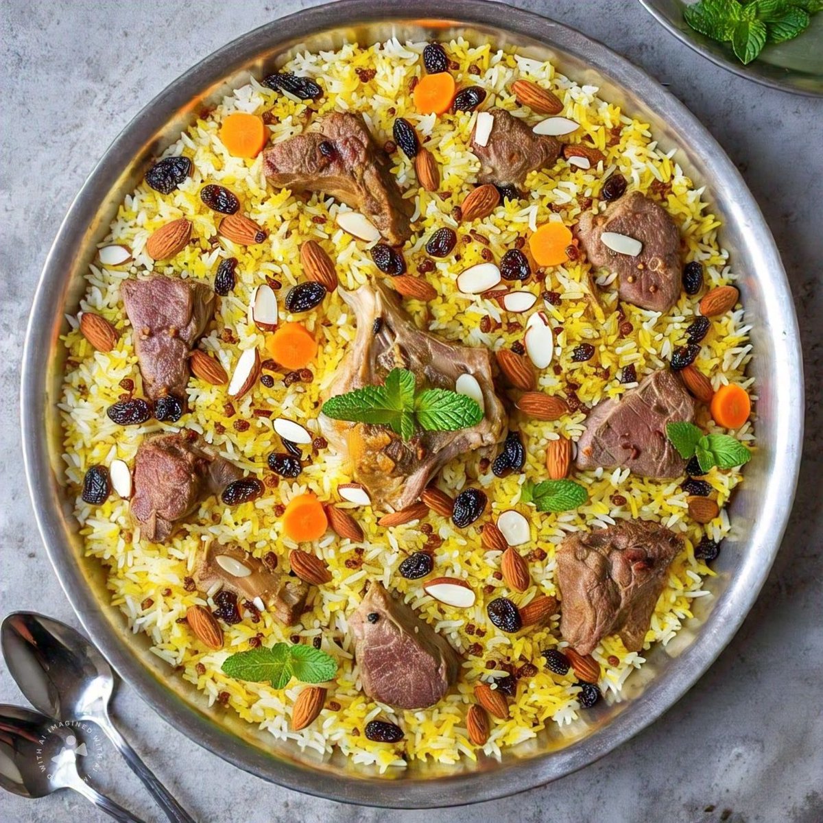 #Kabuli Pulao: A flavorful rice dish made with meat, raisins, and spices.