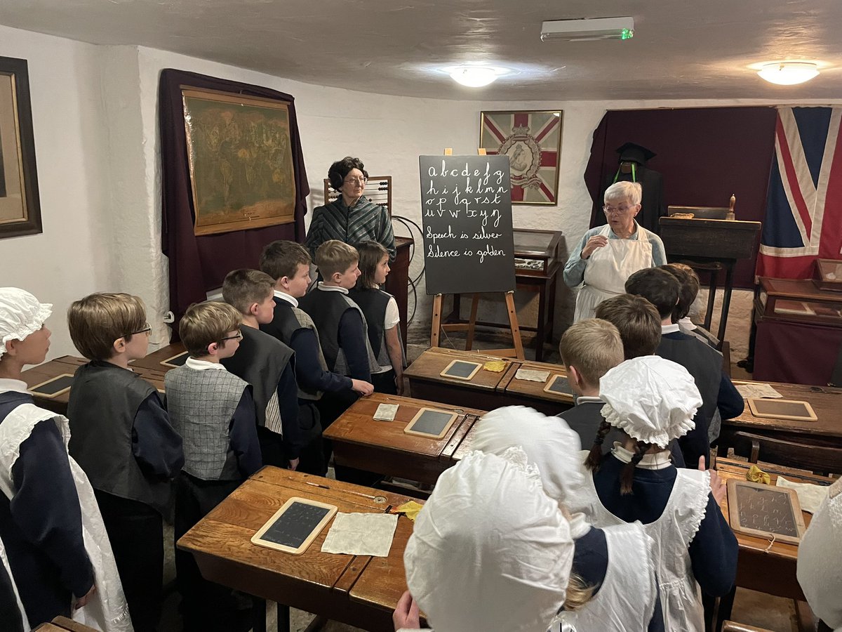 Year 5 are having a super experience as Victorian pupils at the school house in Helston Museum. A few lessons with Mrs Crawford have enabled us to see the many differences in school life now and then. #museumofcornishlife