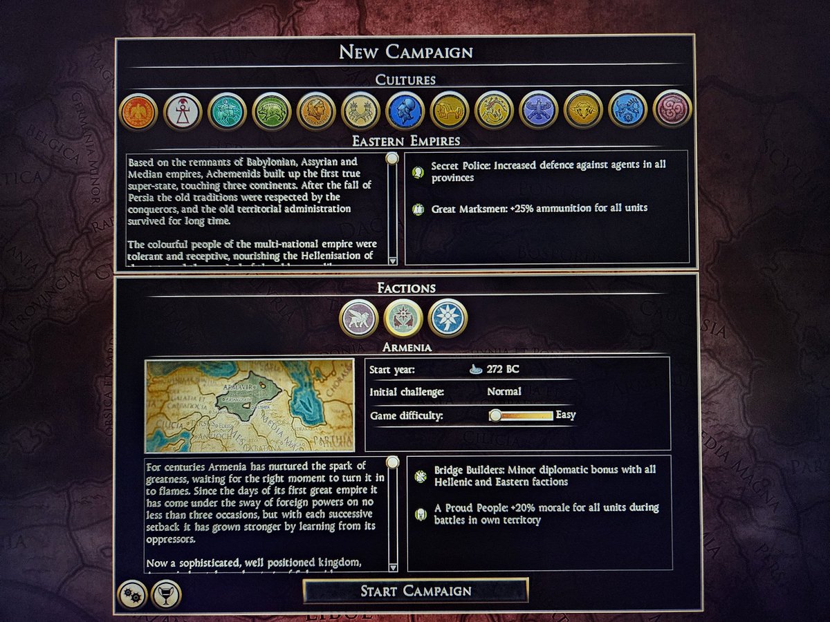 StefanBrakus93's tweet photo. 🇦🇲 When you're not yet ready to let go of Armenia, so you start yet another campaign of 'Total War: Rome II', just to play as Armenia...
Now, time to replicate - or even expand - the achievements of Tigranes the Great...
#Armenia #TotalWar #Rome2 #CreativeAssembly #History https://t.co/9CJXh74okd