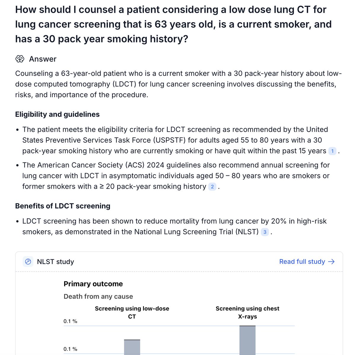 jonathanhershon's tweet photo. #AskPathway - How should I counsel a patient considering a low dose lung CT for lung cancer screening that is 63 years old, is a current smoker, and has a 30 pack year smoking history?

https://t.co/qXgqIJNguU https://t.co/QHqVL9lhoT