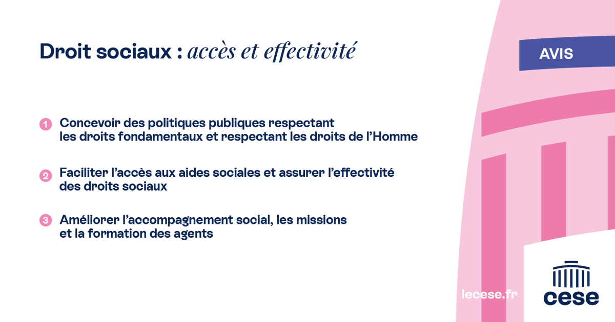 🔴Séance plénière #CESE
Les rapporteures @isabelledoresse et Catalina Pajares y Sanchez présentent les préconisations du #CESE pour garantir à toutes et tous l’accès aux droits fondamentaux. Celles-ci s’articulent autour de 3 axes ⤵️