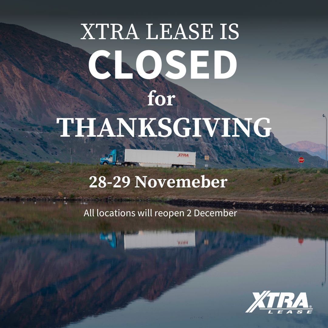 Happy Thanksgiving from XTRA Lease!

All our locations are closed Thursday, November 28th, and Friday, November 29th, so our employees can enjoy time with family. All locations open again Monday, December 2nd.