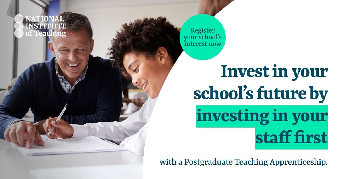 Invest. Retain. Grow. 

Support aspiring teachers in your school with the Postgraduate Teaching Apprenticeship. This 14-month training programme is a smart investment in your staff and your school’s future.  

👉 Learn more and register your school’s interest today: