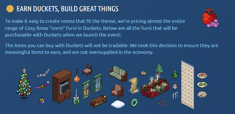 HabboShortbread's tweet photo. is this a joke?? ur duckets are 10 daily... so idk why your saying ''oversupplied'' as if i get 100s of duckets daily LMFAO. also im not gonna be wasting my very hard earnt daily duckets on junk I can't trade @habbo . your ''free'' nft events all sellable and tradeable? do better https://t.co/KookYbSnTL