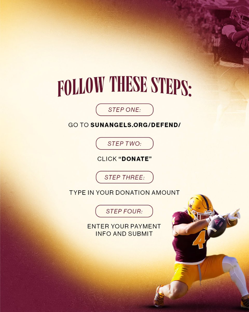 SunAngelNIL's tweet photo. π± The future of Sun Devil football is in our hands
Every dollar you contribute goes directly to creating NIL opportunities that keep our key players wearing maroon & gold
Defend the Devils HERE: https://t.co/Lo1pnHbaKV
#ForksUp #DefendTheDevils #SunDevils #SunAngelCollective https://t.co/lABAVu8miq