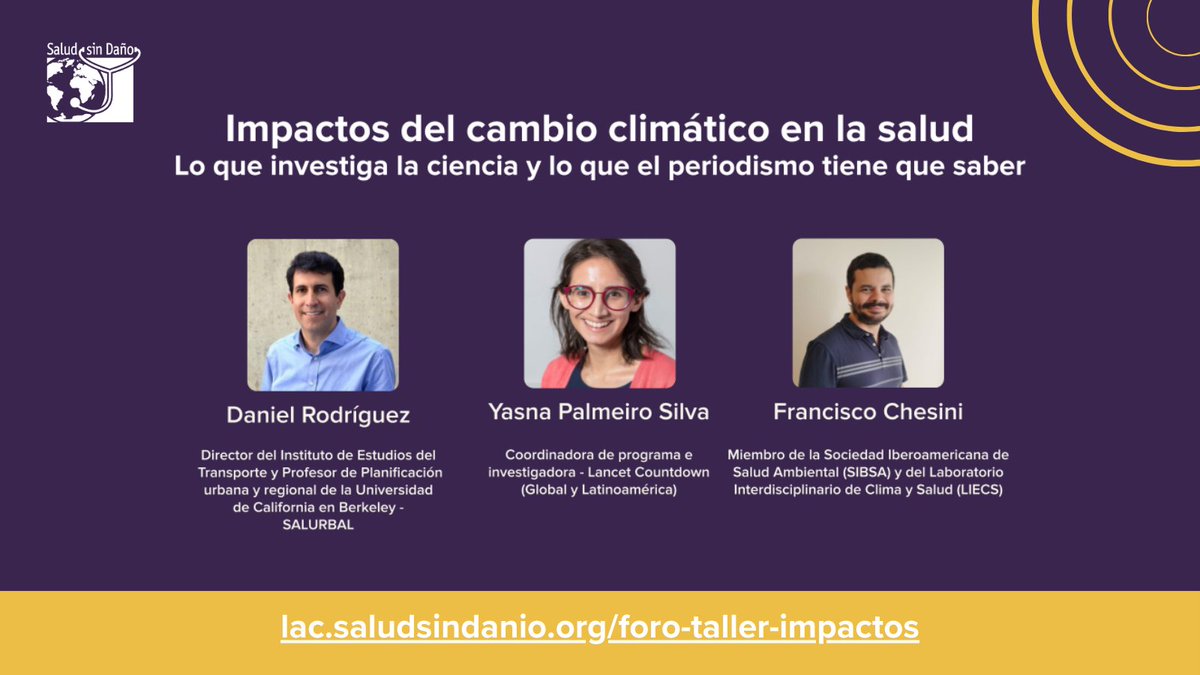 ✍️ 🌎 ¿Sos periodista y te interesa el #CambioClimatico?

🖥️  Ya está disponible la grabación del taller virtual sobre los impactos del cambio climático en la #salud que organizamos en el marco del Foro Hispanoamericano de Periodismo Científico

Video👉 lac.saludsindanio.org/foro-taller-im…