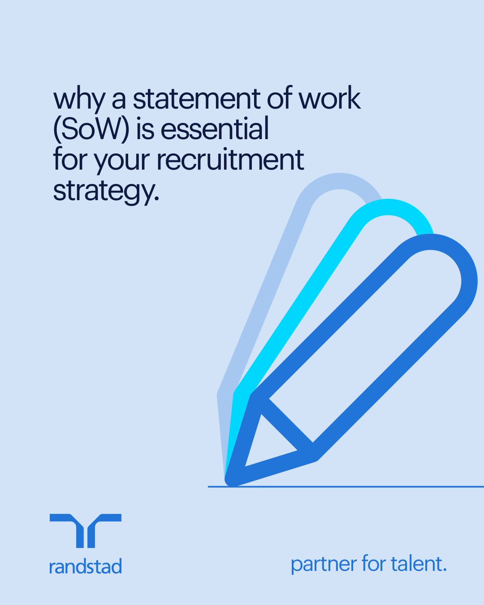 RandstadJobs's tweet image. Streamline your recruitment process with an #SoW solution! 🤝

SoW is a powerful tool that helps organisations outsource tasks effectively, ensuring smooth project execution, and holding providers accountable for outcomes.

Learn more: randstad.co.uk/market-insight…

#TalentAcquisition