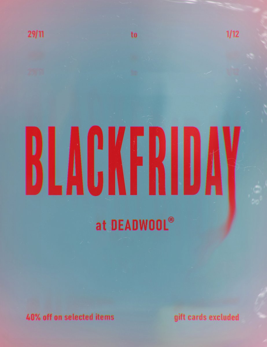 MasaPlympton's tweet photo. [Deadwool] Black Friday '24
40% OFF on SELECTED ITEMS.IN-WORLD STORE ONLY. 
November 29th - December 1st @ Deadwool mainstore. Gift cards excluded - Store credits reward disabled. Thank you.

SLurl:
https://t.co/9JLkCheZwn
#SecondLife #Deadwool #MasaPlympton https://t.co/YqxISNgo0l