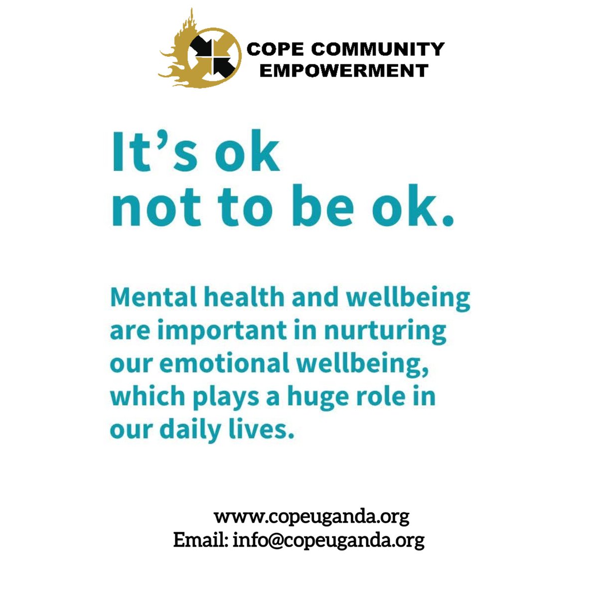 Mental health is vital, it's okay to acknowledge when you're not okay.
#mentalhealthawareness  #mentalhealth 
#awareness
<a href="/MMyjourney/">Heart2Heart chat</a> 
<a href="/MinofHealthUG/">Ministry of Health- Uganda</a>