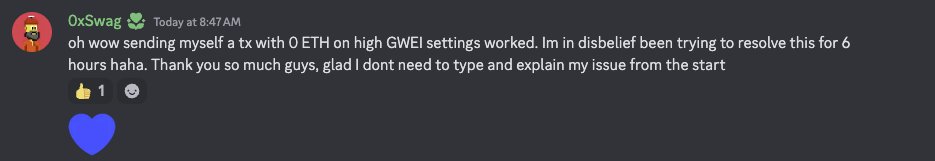 The Base community always has your back!

Ran into an issue? Need help? Just open a general-support ticket in the Base Discord (base.org/discord). Our amazing team &amp; community are here to get you back on track

LFB! 💙