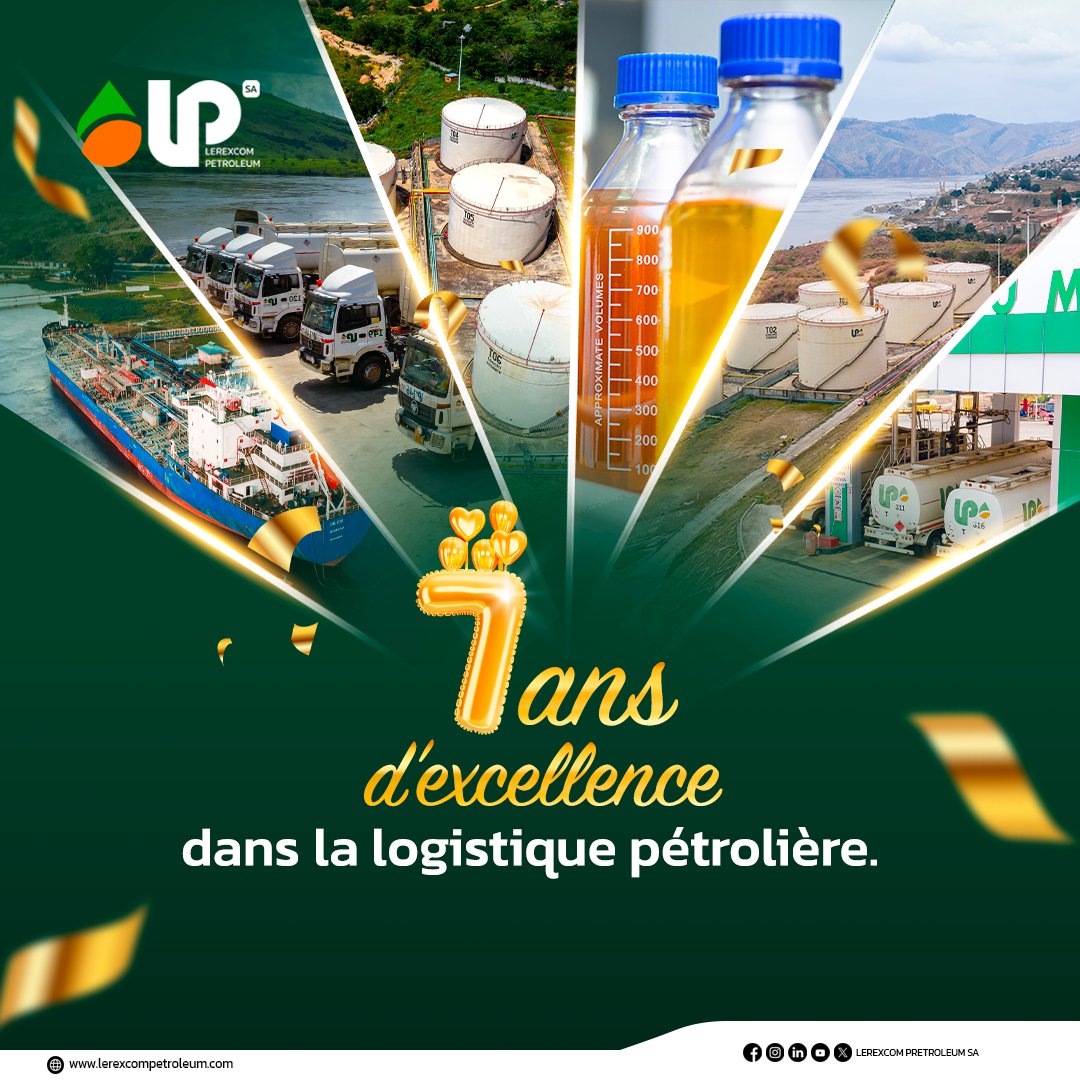 Lerexcom Petroleum SA remercie son aimable clientèle, ses précieux partenaires ainsi que son équipe. Votre fidélité et votre confiance sont les clés de notre réussite.
7 ans d’excellence dans la logistique pétrolière.

#Lerexcompetroleumsa #Service #Qualité #Réseaux #qualité