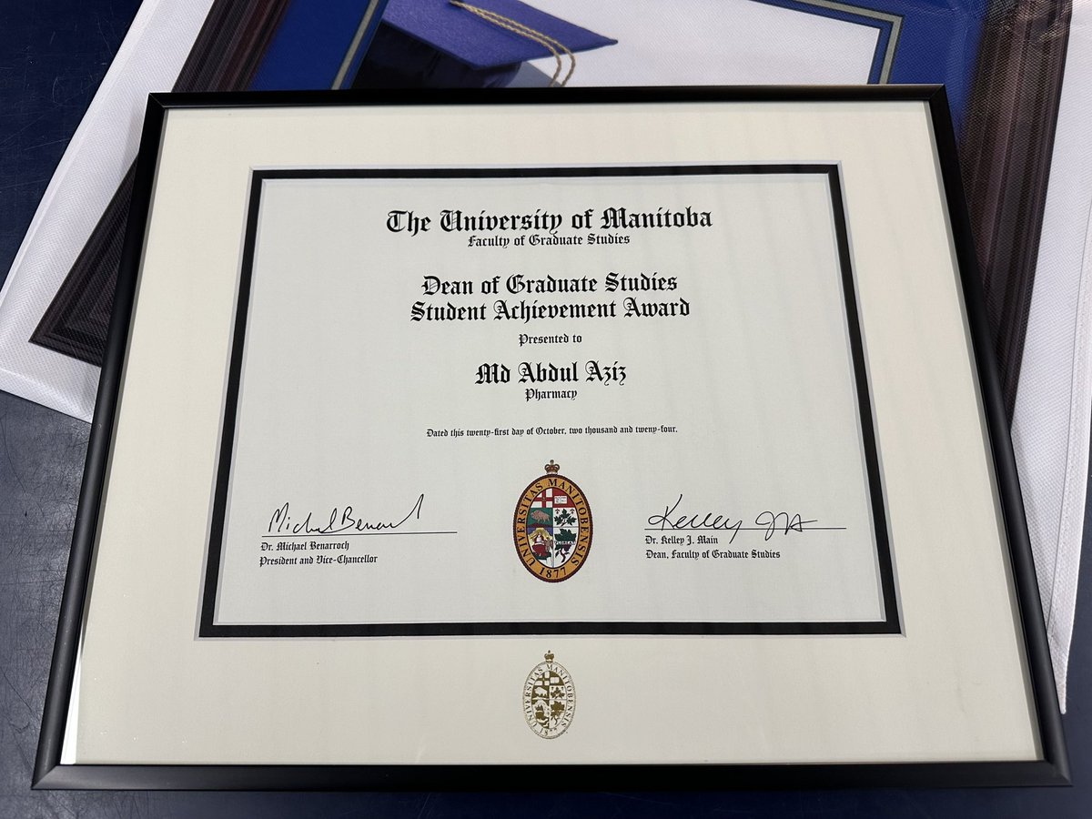 Aziz_126926's tweet photo. Thrilled to share that I have been awarded the Dean of Graduate Studies Student Achievement Prize by @umanitoba!
I am grateful to my advisors, Drs. @christineleong_  &amp; Abdullah Al Maruf, and my committee member @KaarinaKowalec for their support.
@UofM_Pharmacy @UMGradStudies https://t.co/yEVGNsykzz