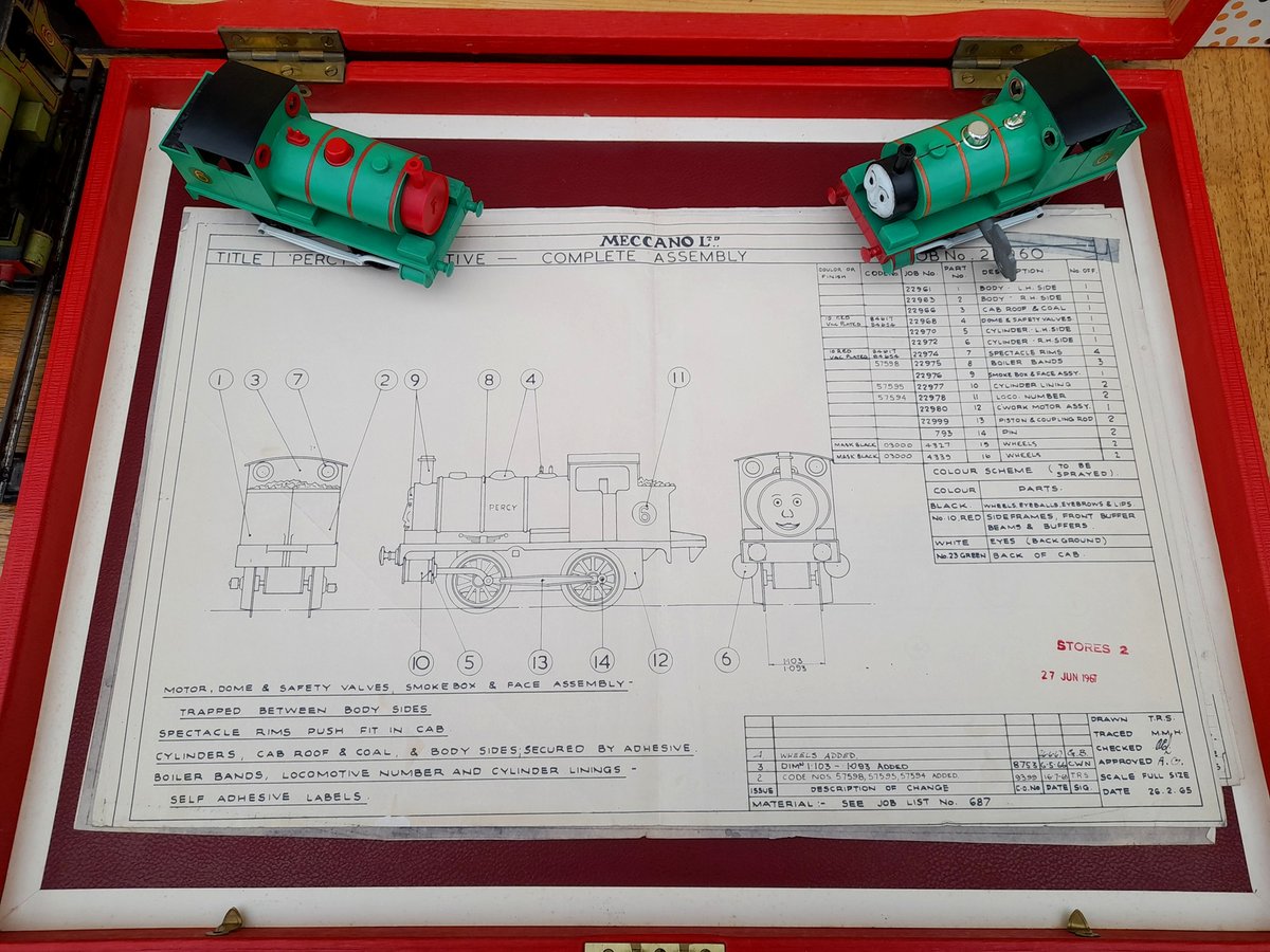 Assuming the toolings are long gone (or languishing in Greece) these factory facsimile drawings may be the earliest surviving items relating to Meccano Percy's production. There are also revised copies showing Percy's transition into the generic Playtrain. (1/3)