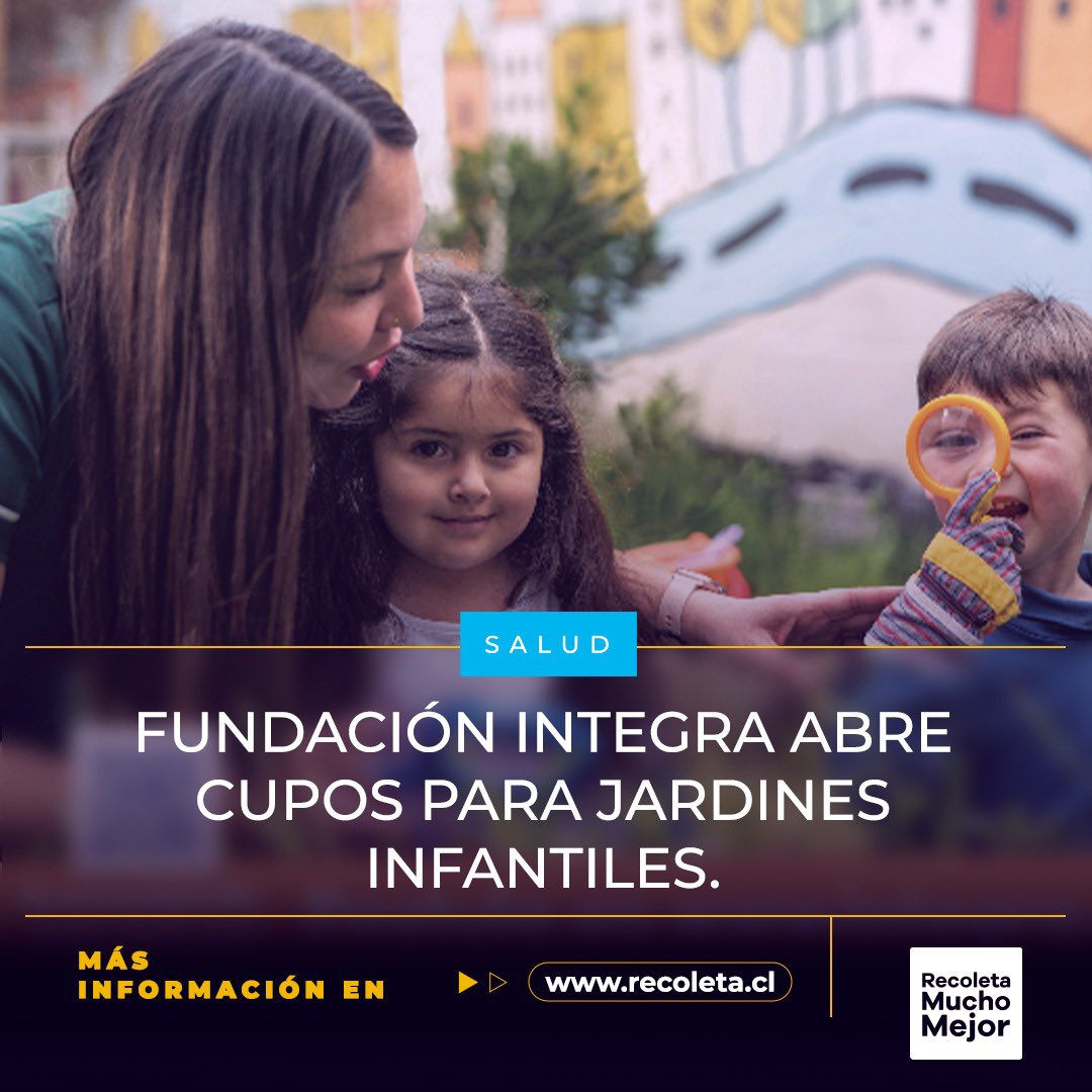 👶🏼👦🏻La Fundación Integra ha abierto el proceso de postulaciones para el año 2025.
Las vacantes son para el Jardín Infantil Javiera Carrera,  y para el Jardín Millaray. Si requieres una vacante👇🏽
ℹ️ Más info en 👉🏼 bit.ly/4g2jNcA
#recoletamuchomejor