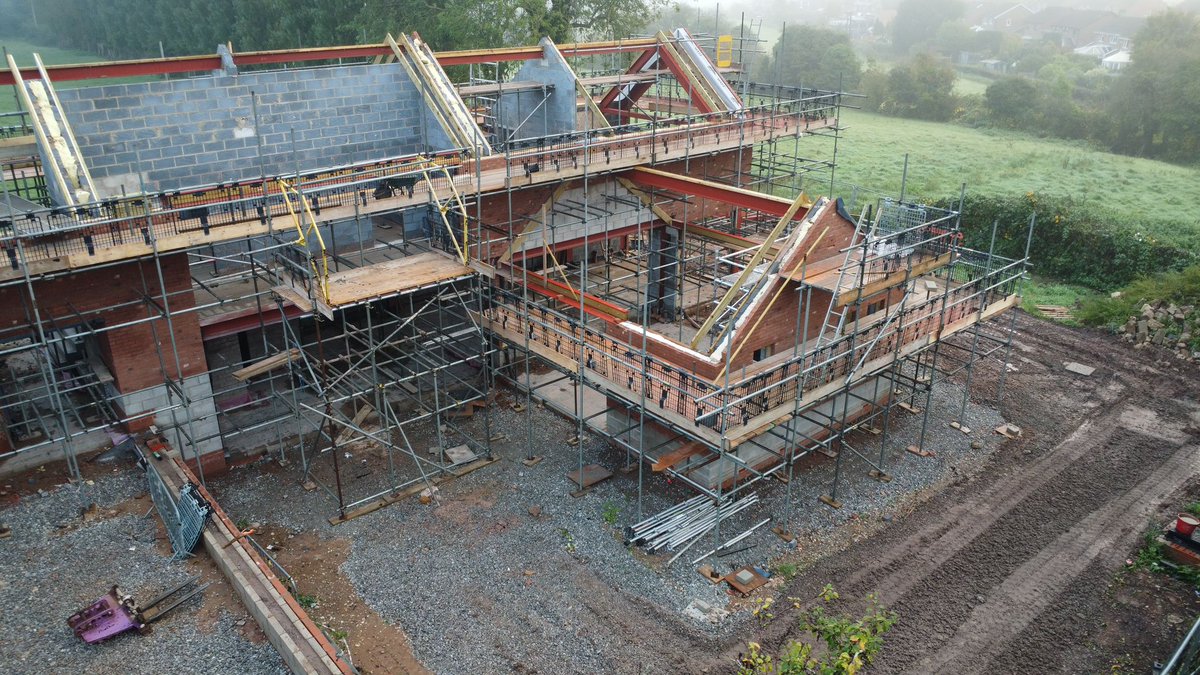 Breedon on the Hill Update, even on an overcast day, this incredible location shines! 

Plot 1: Timber roof underway, watertight by November.
Plot 2: Steelwork nearly complete, brickwork at scaffold height.

#Construction #Progress #BreedonOnTheHill #propertydevelopment