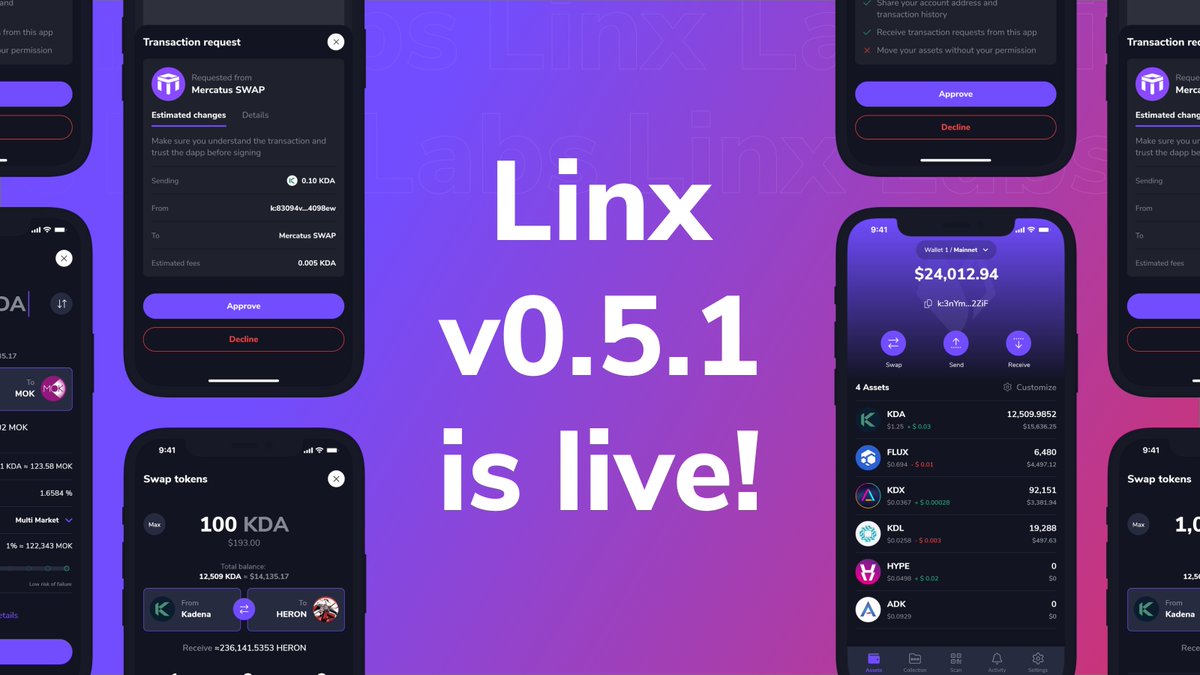 🚀 Linx v0.5.1 is now live! 🎉

What's new:
- Improved the way we fetch token details
- Fixed a bug related to the loading screen being stuck
- Scan and display active accounts when restoring from seed phrase
- Fixed a bug related to incorrect transaction state on activity screen